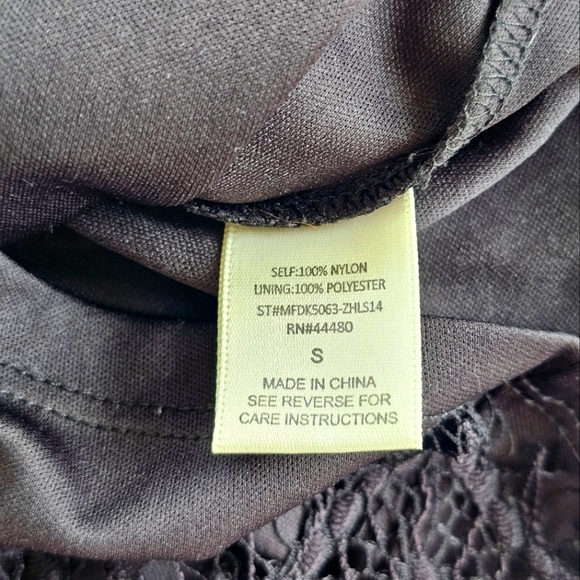 Love Fire Black Soft Lace Tank Dress Mock Neck Asymmetrical Lace Crochet - Picture 8 of 10